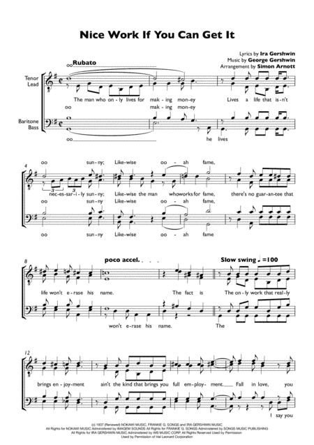 Nice Work If You Can Get It from A DAMSEL IN DISTRESS (arr. Simon Arnott)