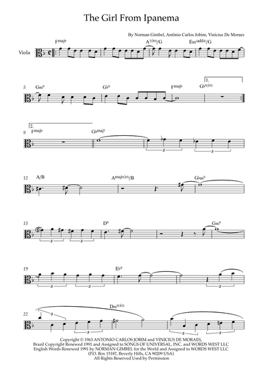 The Girl From Ipanema (garôta De Ipanema) (arr. Karen Gueiros)