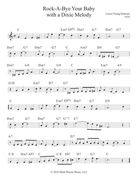Rock-A-Bye Your Baby with a Dixie Melody (arr. Mark Huxhold)
