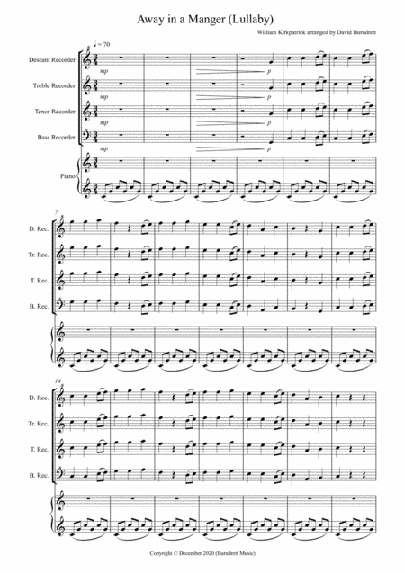 Away in a Manger (Lullaby) for Recorder and Piano (arr. David Burndrett)