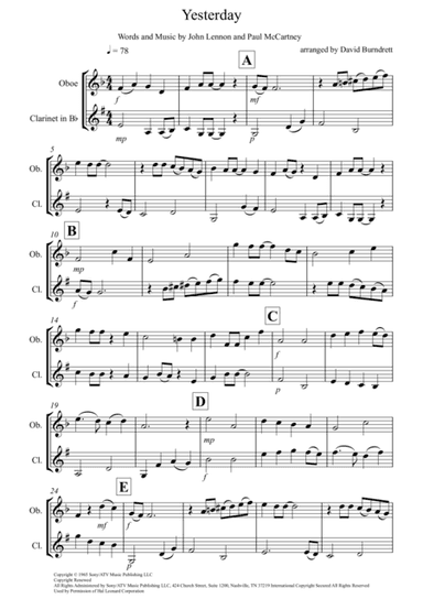 Yesterday (arr. David Burndrett)