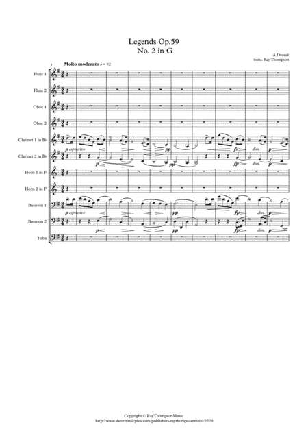 Dvorak: Legends Op.59 Mvt.2 in G - wind Dectet (arr. Ray Thompson)