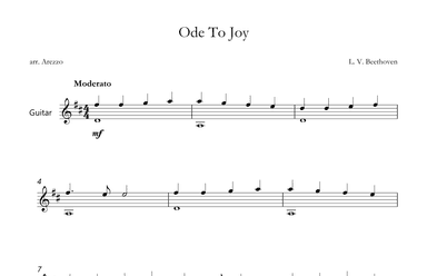 ode to joy in d guitar sheet music - arezzo sheet music engraver for beginners (arr. Arezzo Music)