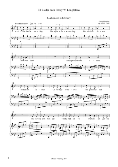 Elf Lieder nach Henry W. Longfellow (hoch) / Eleven Songs after Henry W. Longfellow (high)