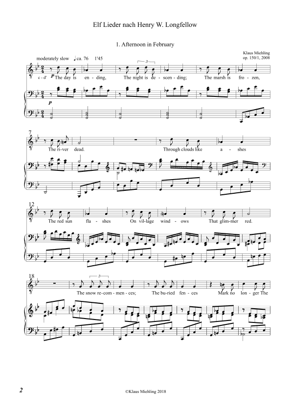 Elf Lieder nach Henry W. Longfellow (hoch) / Eleven Songs after Henry W. Longfellow (high)