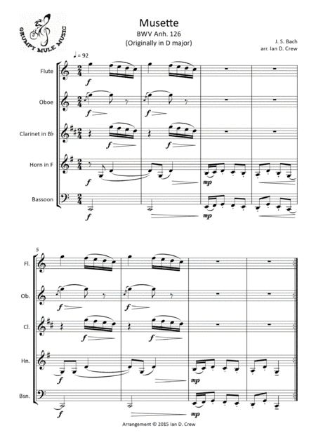 J. S. Bach - Musette in D BWV Anh.126 (arr. Ian D. Crew)