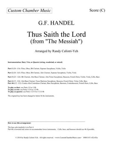 Thus Saith the Lord (Messiah): duet/trio/quartet (arr. Randy Calistri-Yeh)
