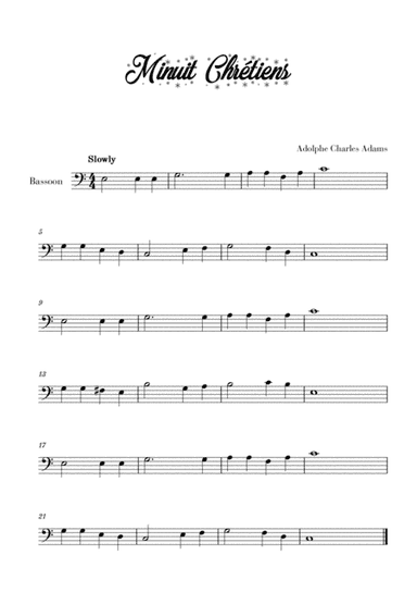 Minuit, Chrétiens (for Bassoon) (arr. Cadenza Editions)