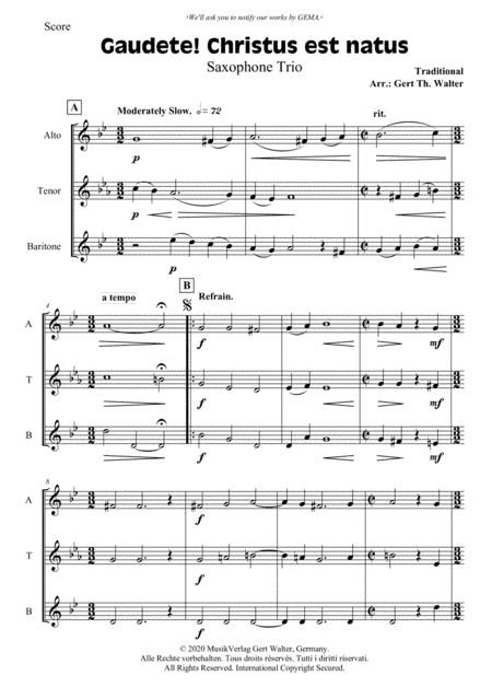 Gaudete! Christus Est Natus (arr. Gert Th. Walter)