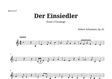 Der Einsiedler by Schumann for French Horn (arr. Langanho)