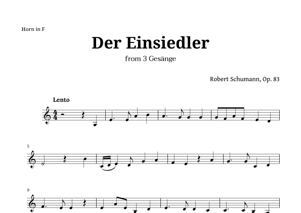 Der Einsiedler by Schumann for French Horn (arr. Langanho)