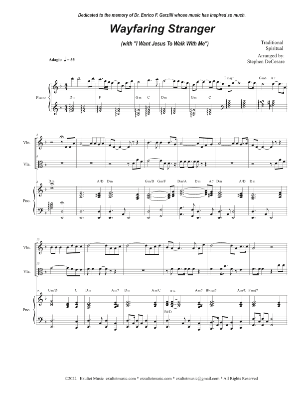 Wayfaring Stranger (with "I Want Jesus To Walk With Me") (Duet for Violin and Viola) (arr. Stephen DeCesare)