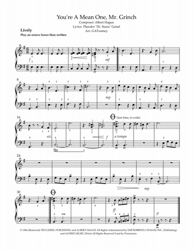 You're A Mean One, Mr. Grinch (arr. GAToomey)