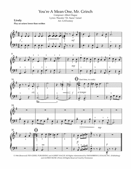 You're A Mean One, Mr. Grinch (arr. GAToomey)