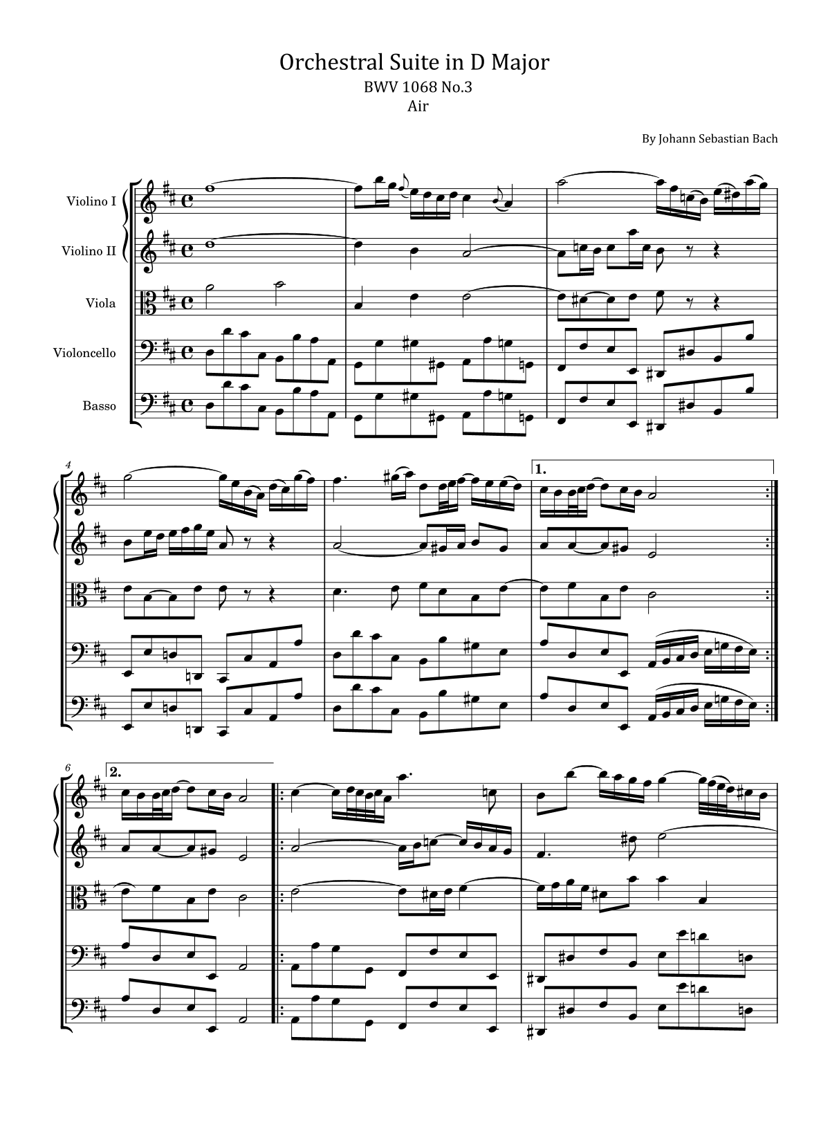 Air - Orchestral Suite in D Major - BWV 1068 No,3 Bach Original (arr. poon)