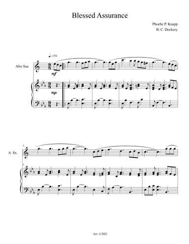 Blessed Assurance (Alto Sax Solo with Piano Accompaniment) (arr. B. C. Dockery)