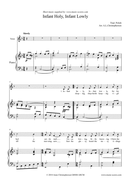 Infant Holy, Infant Lowly - Voice and Piano (arr. Anne L Christopherson GRSM ARCM)