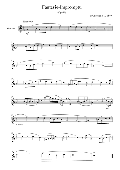 Fantaisie-Impromptu (Op. 66) - for alto sax solo (arr. Passoni Music)
