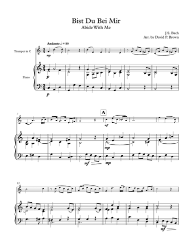 Bist Du Bei Mir for Solo Trumpet and Piano (arr. David P. Brown)