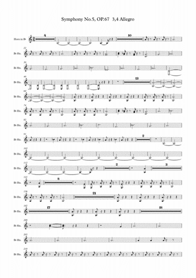 Beethoven symphony No.5 - 3,4rd Movement (Transposed Horn in Bb) (arr. Jay Heo)