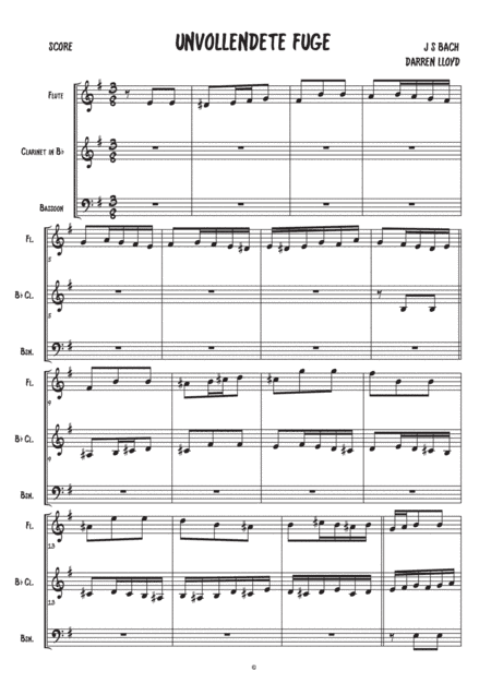 Unvollenedete Fugue 10. Woodwind Trio (arr. Darren Lloyd)
