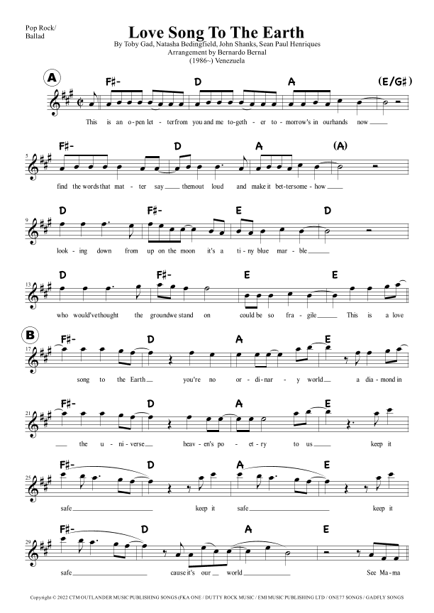 Love Song To The Earth (keep It Safe) (arr. Bernardo Bernal Hidalgo)