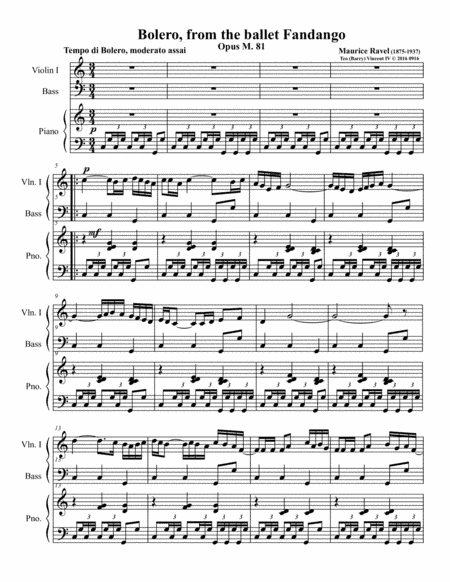 Boléro from the ballet Fandango, M.81 (arr. Teo Barry Vincent)