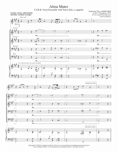 Alma Mater (tune: Annie Lisle) (arr. Lyndell Leatherman and Asa Barnes)