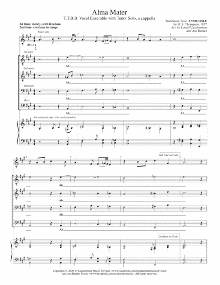 Alma Mater (tune: Annie Lisle) (arr. Lyndell Leatherman and Asa Barnes)