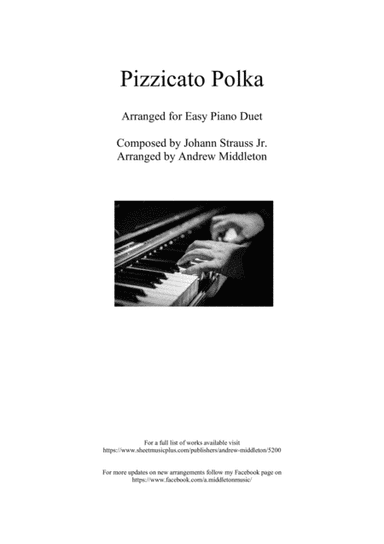 Pizzicato Polka arranged for Easy Piano Duet (arr. Andrew Middleton)