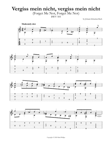 Vergiss mein nicht, vergiss mein nicht (Forget Me Not, Forget Me Not) BWV 505 (arr. Mark Phillips)