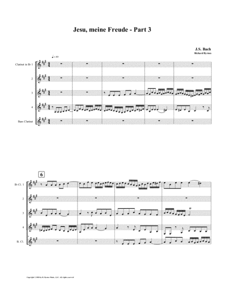 Jesu, meine Freude - Part 3, by J.S. Bach for Clarinet Quintet (arr. Richard Byrnes)
