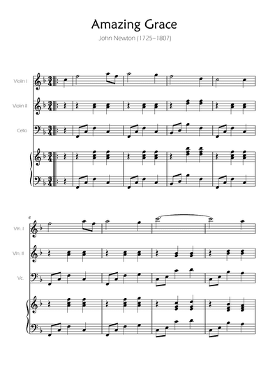 Amazing Grace - String Trio w/ Piano Accompaniment (arr. Ygor Nunes)