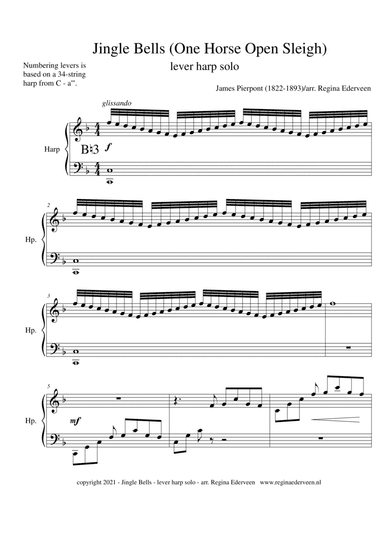 Jingle Bells (One Horse Open Sleigh) - lever harp solo
