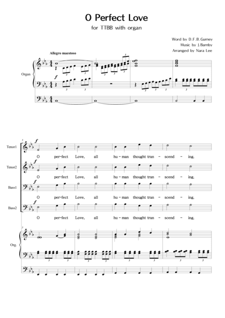 O Perfect Love(for Men's Choir and Organ) (arr. Nara Lee)