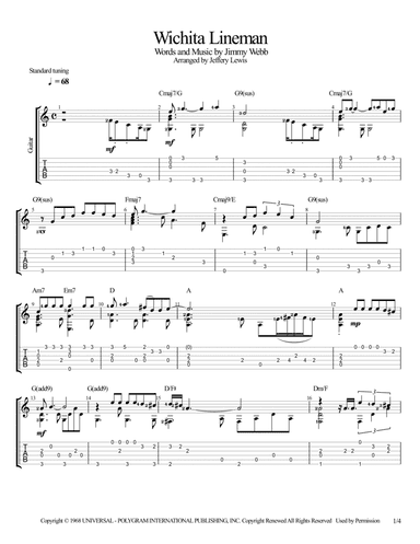 Wichita Lineman (arr. Jeffery Lewis)