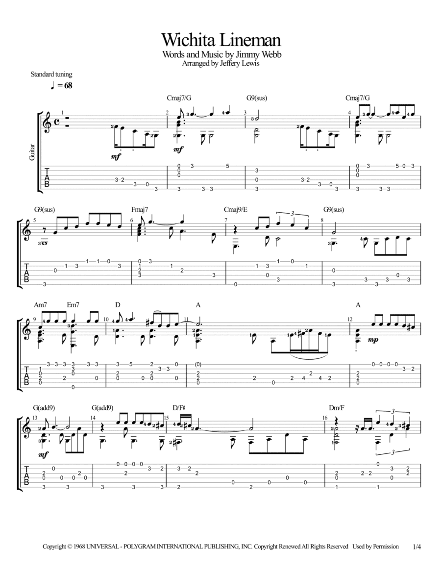 Wichita Lineman (arr. Jeffery Lewis)