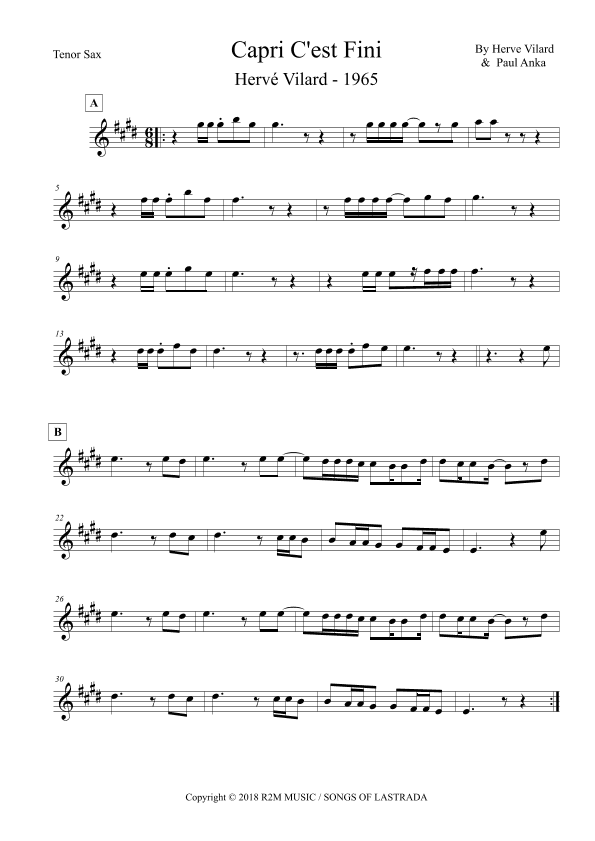 Kiss Tomorrow Goodbye A/k/a Capri C'est Fini (arr. Leo Silva)