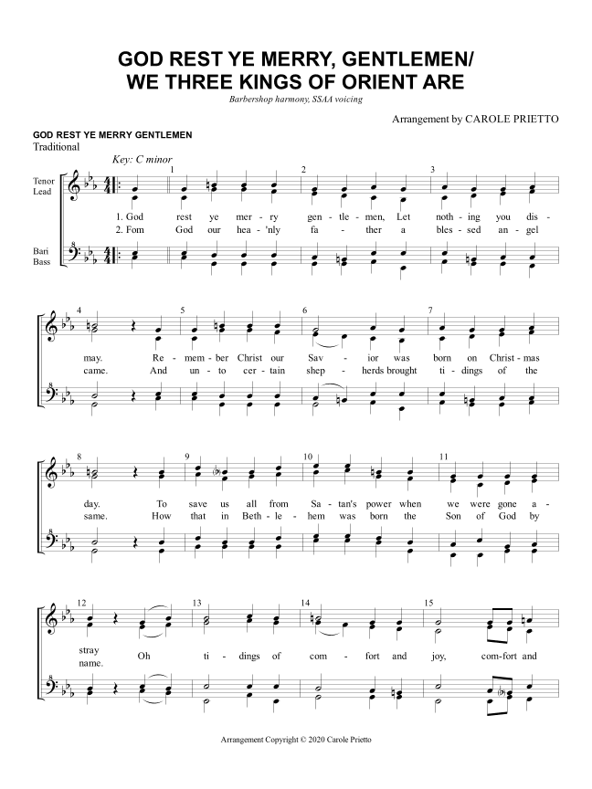 Medley: God Rest Ye Merry Gentlemen / We Three Kings of Orient Are (arr. CAROLE PRIETTO)