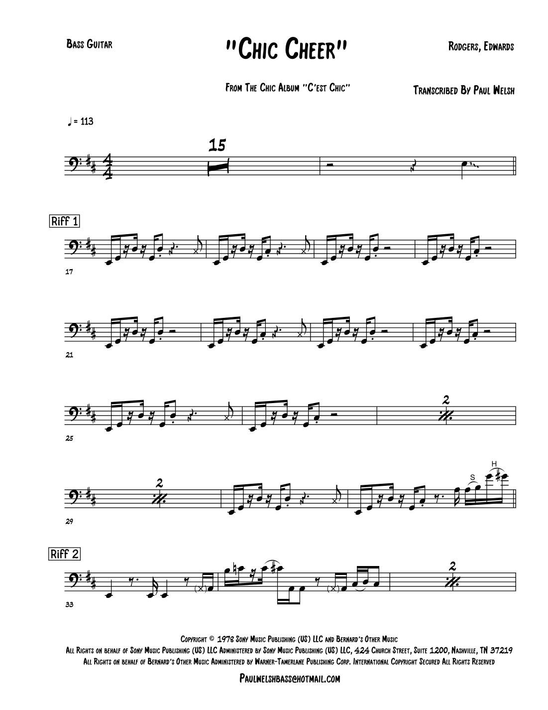 Chic Cheer (arr. P Welsh)