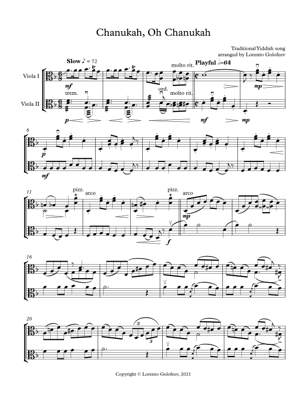 Chanukah, Oh Chanukah (arr. Lorento Golofeev)