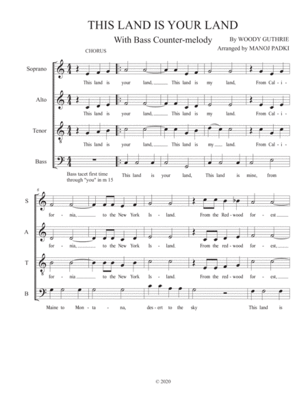 This Land Is Your Land (arr. Manoj Padki)