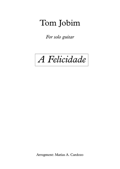 A Felicidade (arr. Matías Cardozo)