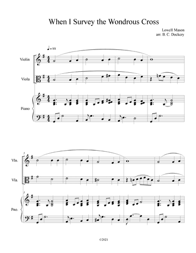 When I Survey the Wondrous Cross (Violin and Viola Duet with Piano Accompaniment) (arr. B. C. Dockery)