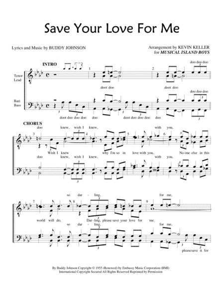 Save Your Love For Me (arr. Kevin Keller)