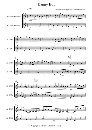 Danny Boy for Guitar Duet (arr. David Burndrett)