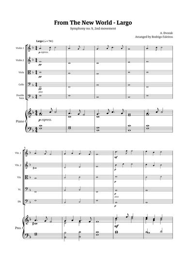 Largo (2nd movement of the Symphony no. 9 'From The New World') (arr. Rodrigo Faleiros)