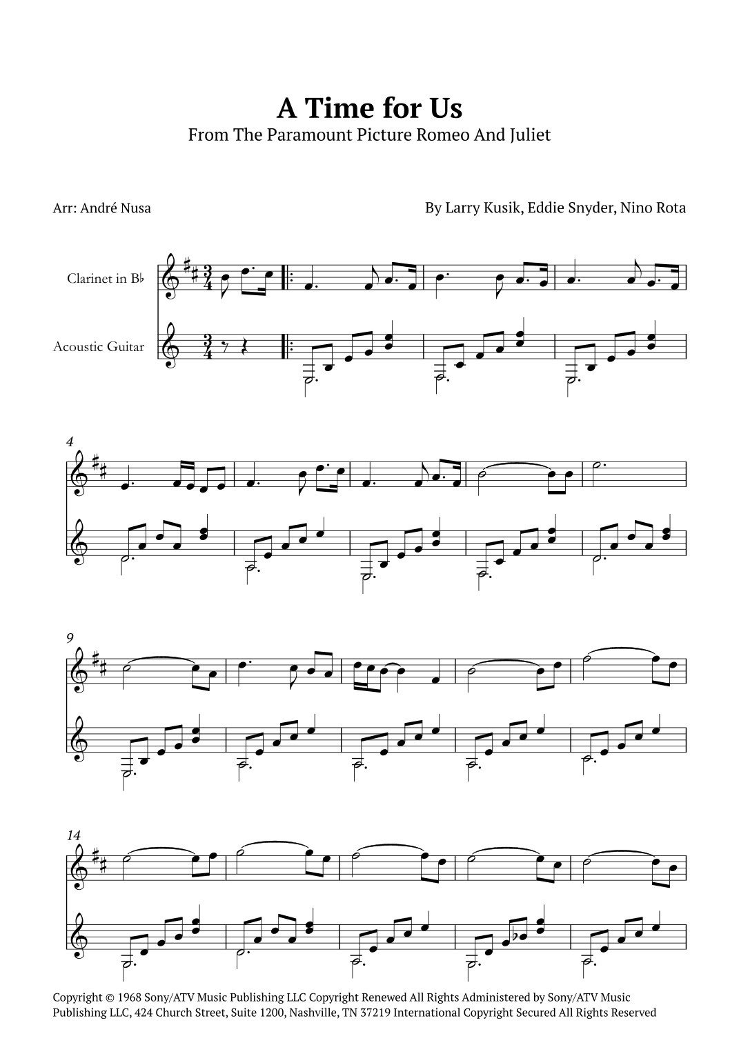 A Time For Us (love Theme) (arr. André Nusa)