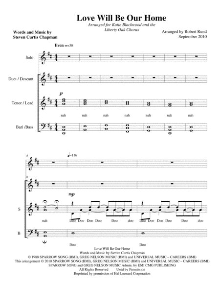 Love Will Be Our Home (arr. Robert Rund)