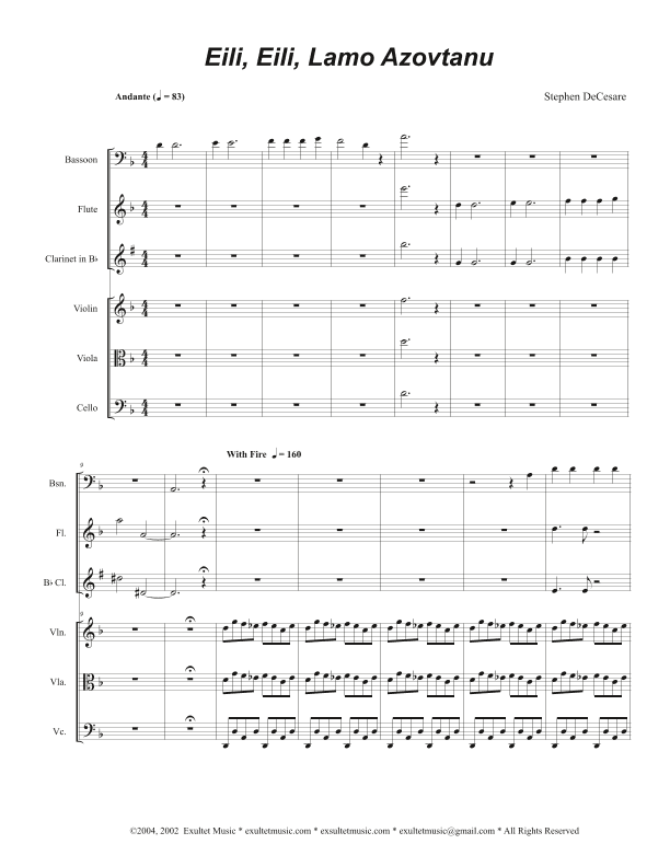 Eili, Eili, Lamo Azovtanu (Chamber Orchestra Version)